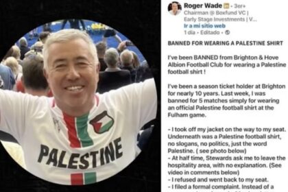 Brighton FC bans fan for wearing Palestine shirt