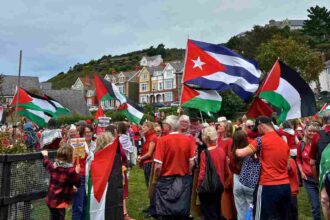 Cuba solidarity was on full display at a recent Palestine protest
