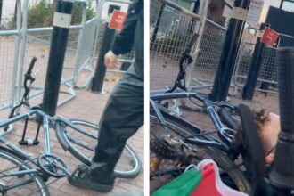 Elbit Systems HQ just got blockaded - with bicycles