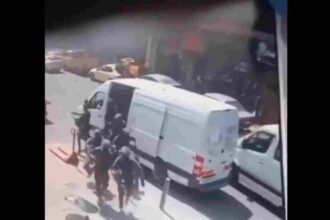 Israeli forces just ram raided and looted a shop in Ramallah