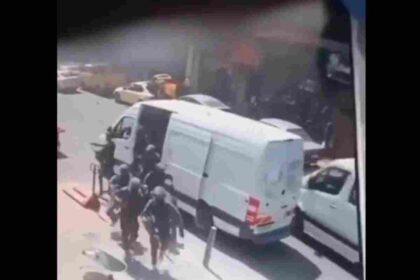 Israeli forces just ram raided and looted a shop in Ramallah
