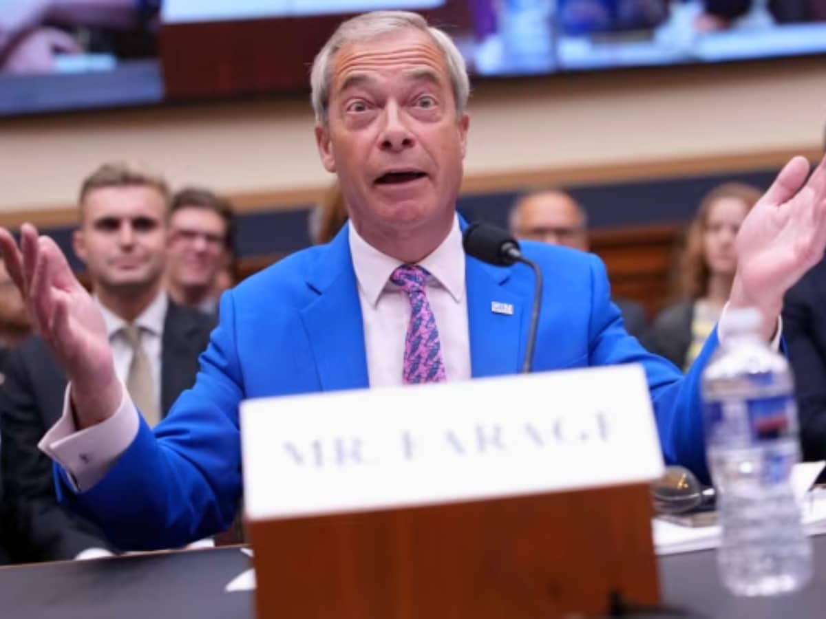 Farage ripped a new one by the US congress as he crumbles