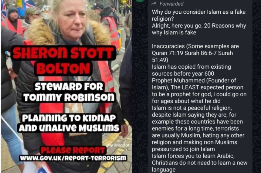 Fascist idiot and pet bird try to start race war in Britain