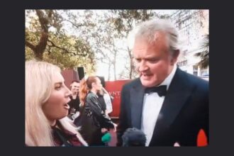 Hugh Bonneville goes guerilla with Gaza message on red carpet