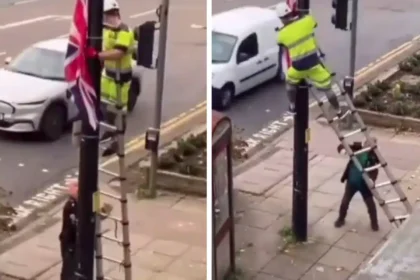 'Madness' as man on street attacks worker removing flag