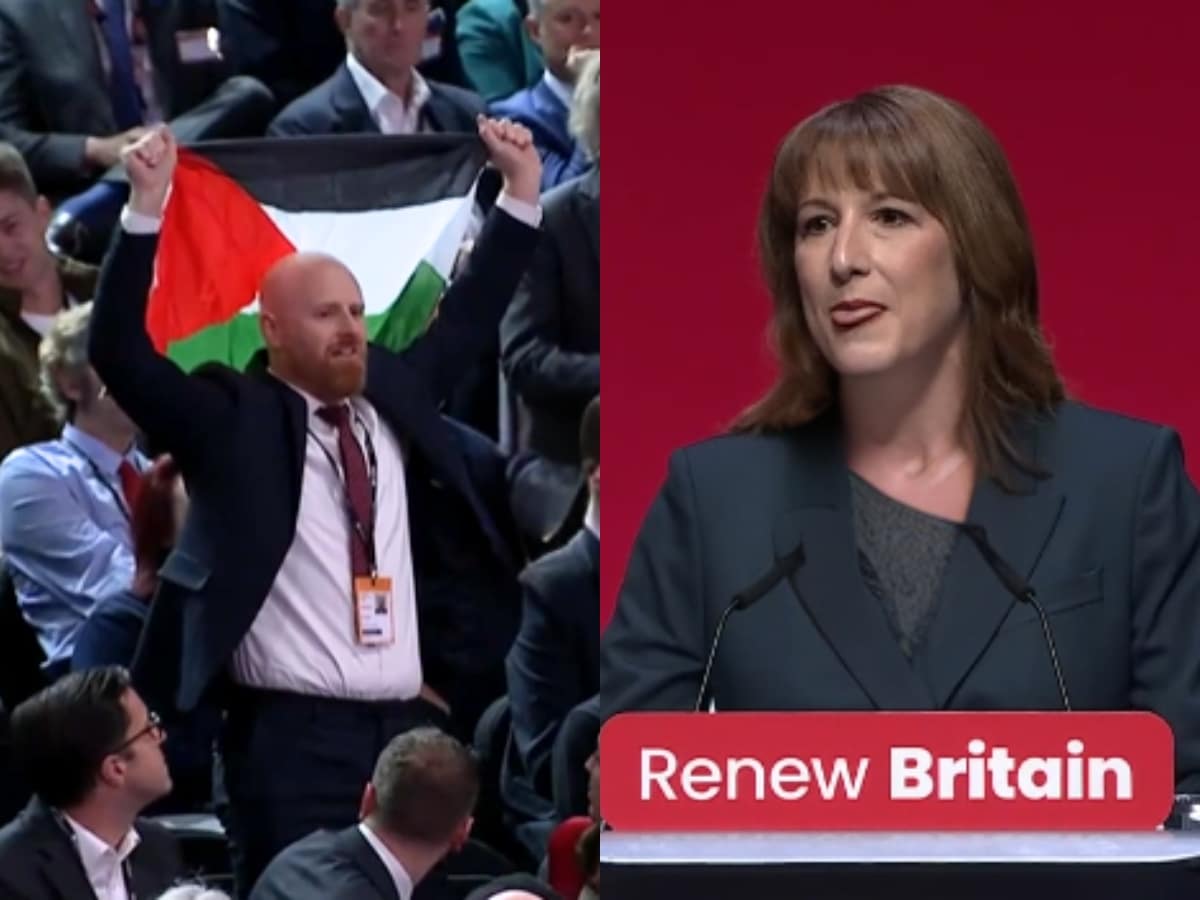 Palestine protest during Reeves speech sees Labour ghouls clap