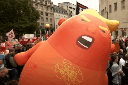 Trump cowers away from British public