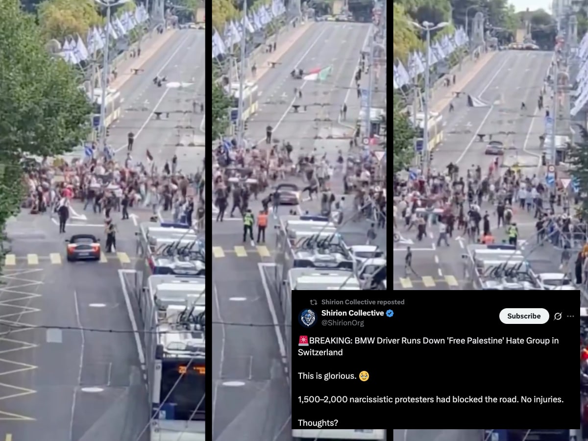Zionist 'hate network' celebrates BMW driving through Gaza protest