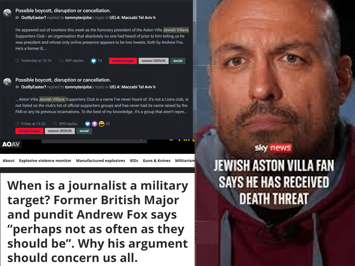 Aston Villa Jewish supporters club has no presence online
