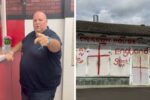 Big John visits vandalised Chinese takeaway to show support