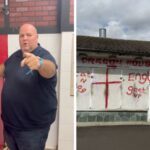 Big John visits vandalised Chinese takeaway to show support