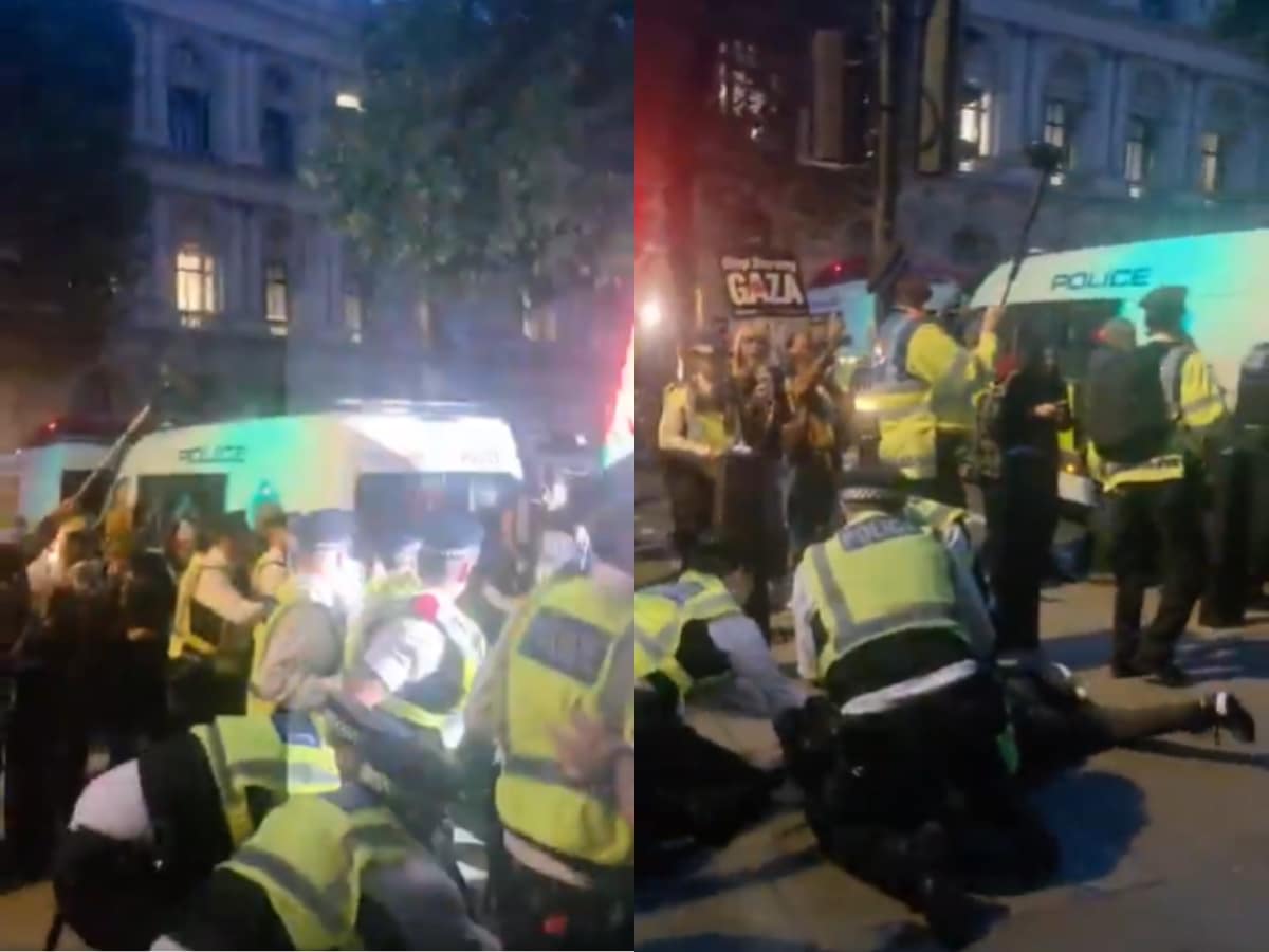 Cops turn violent at flotilla solidarity protest in Downing Street