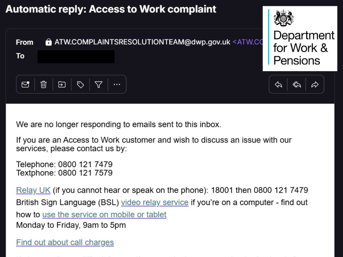 DWP close Access to Work complaints inbox in a quiet move