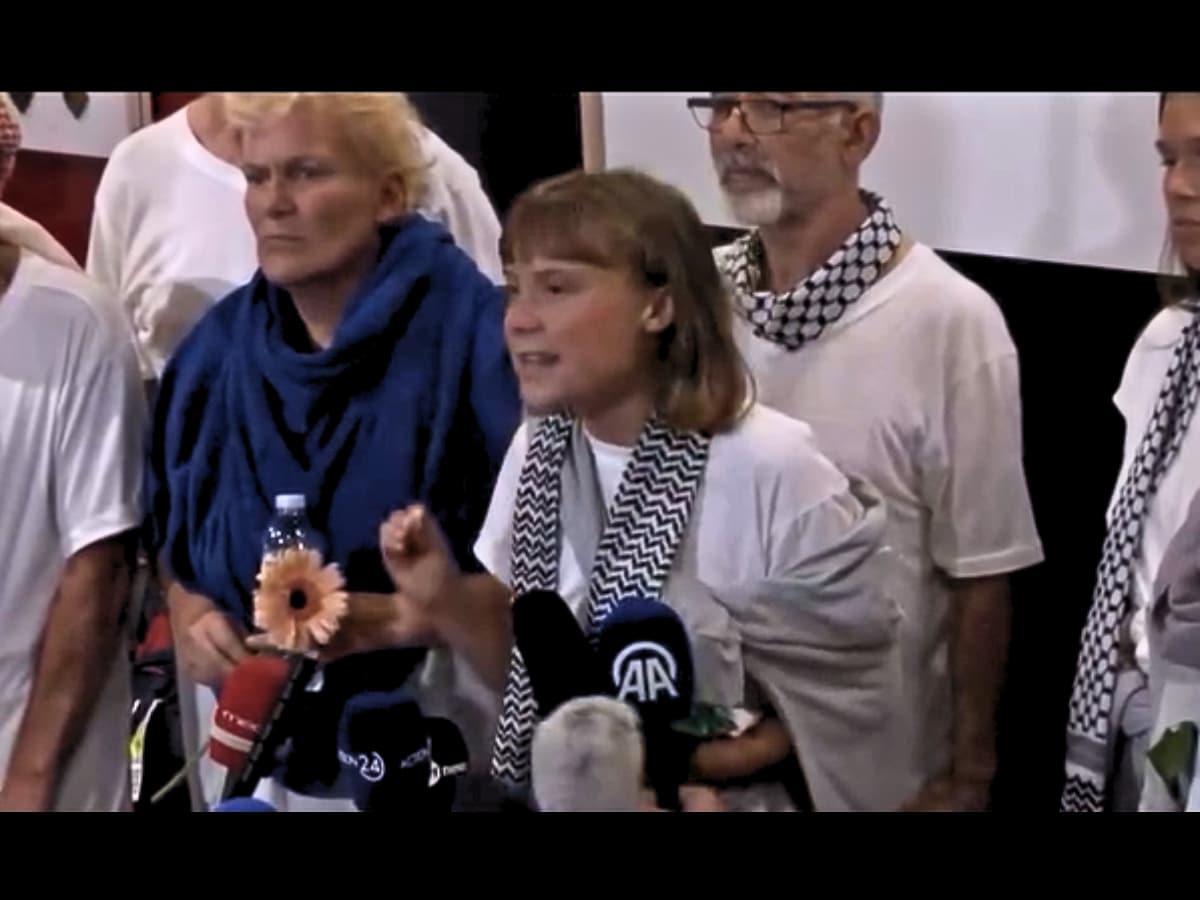 Greta Thunberg gives first public speech since Israeli kidnapping
