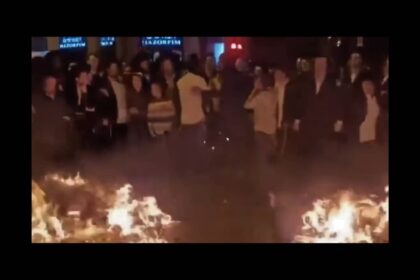 Israeli flag burned by anti-Zionist Jews during protests