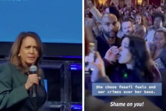 Kamala Harris seethes as heckler calls her ‘right-wing war criminal’