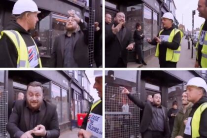 Man on the street monsters high-vis flag shagger