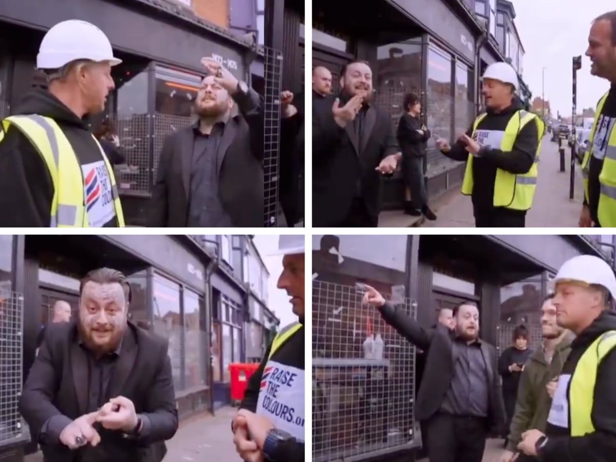 Man on the street monsters high-vis flag shagger