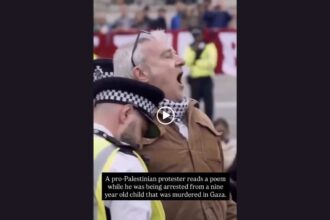 Protester reads poem about murdered child as he's being arrested