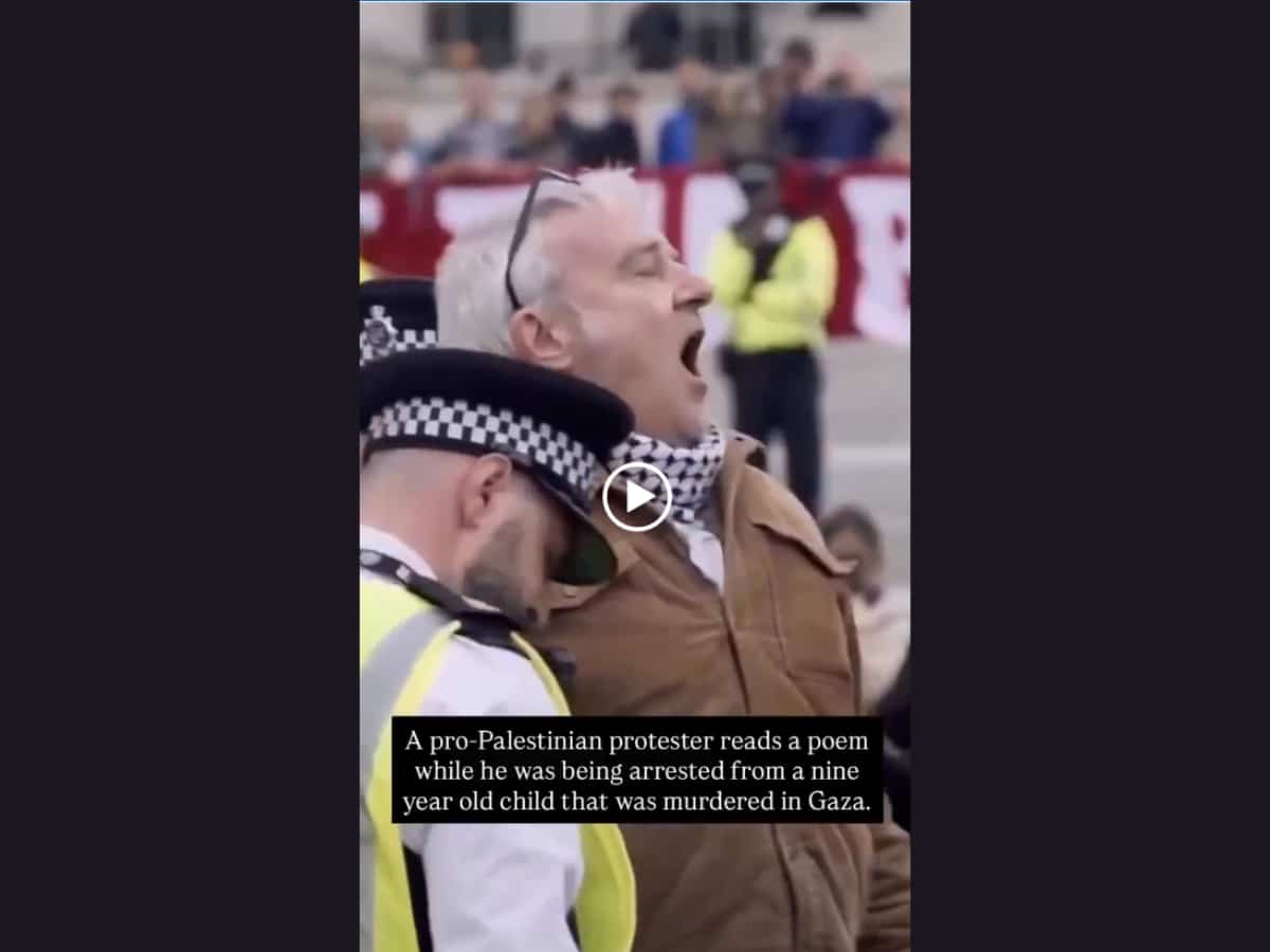 Protester reads poem about murdered child as he's being arrested