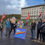 Stormont protest calls out corporate polluters and genocidaires