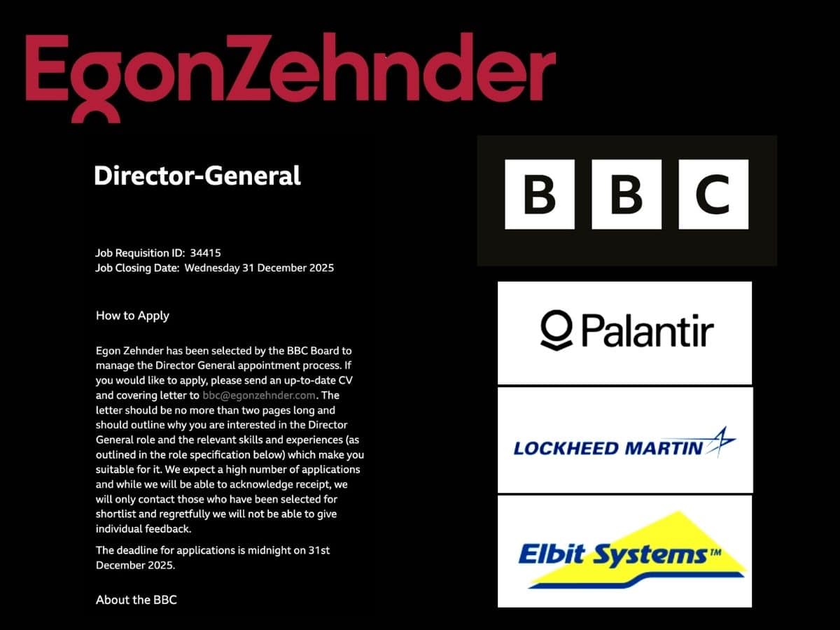 BBC Director-General role being managed by Zionist firm