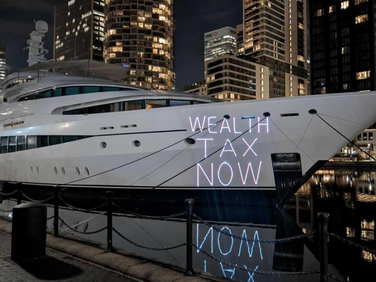 Billionaire Tory donor gets 'tax the super rich' splashed on his yacht
