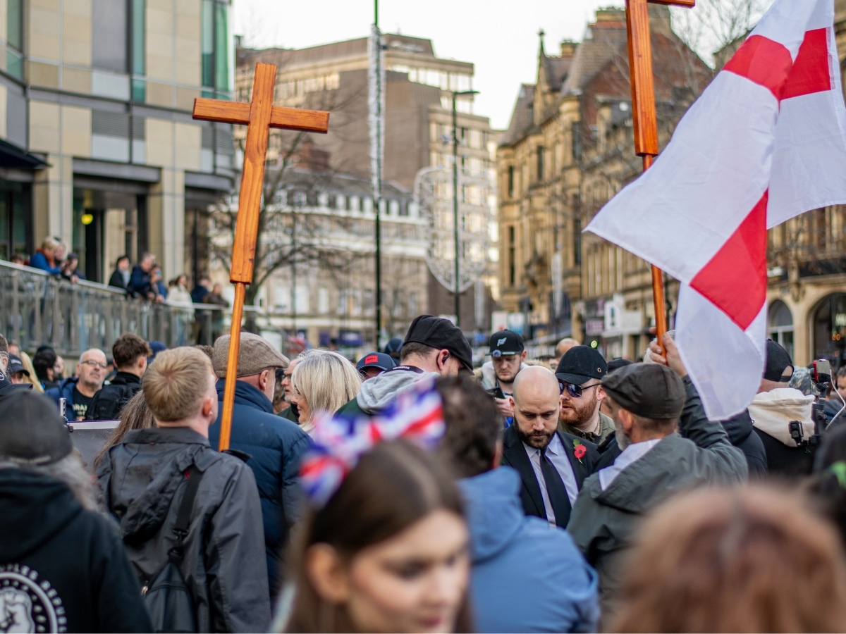 Scenes in Sheffield showed the police just bow-down to the far-right