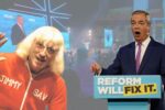 Farage heckled at Reform’s Jimmy Saville-aping London launch