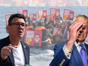 Read more about the article Burnham slams ‘desperate’ Farage over vile AI slop-post