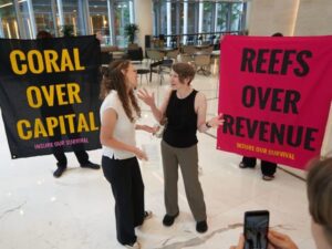 Read more about the article Activists occupy London’s Walkie Talkie to denounce insurance of destruction in the Coral Triangle