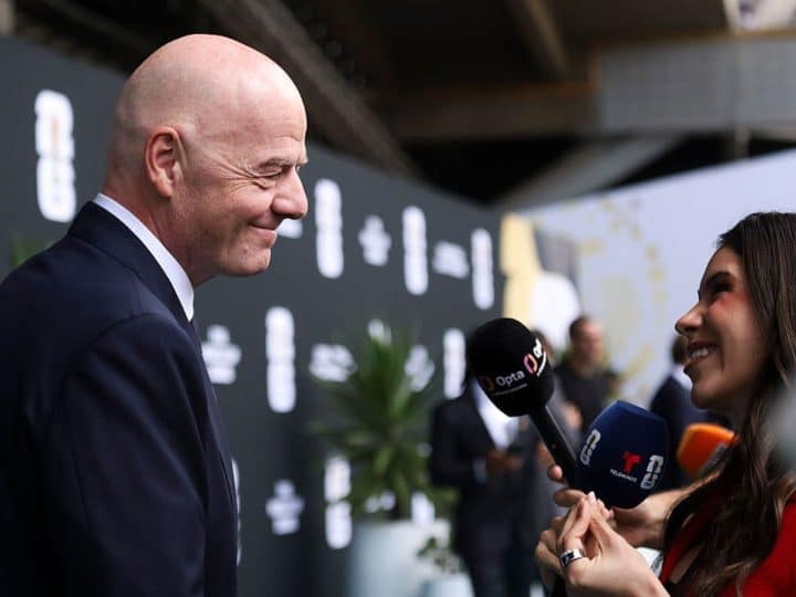 Read more about the article Infantino sees with one eye: he called for a French journalist’s release but ignored Palestinian journalists denied the 2026 World Cup