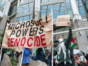 Read more about the article Heroes disrupt Dublin conference hosted by genocide-backing Microsoft