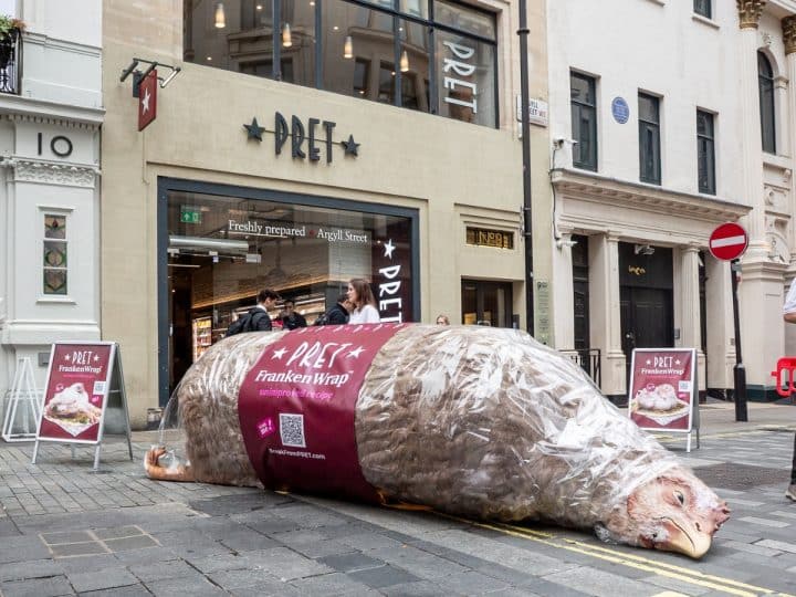 Read more about the article Monstrous 4 metre chicken dumped outside Pret in London